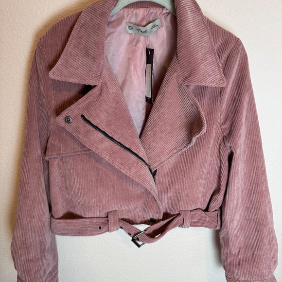 Nasty Gal Pink Corduroy Moto Jacket Medium NWT - Picture 5 of 7